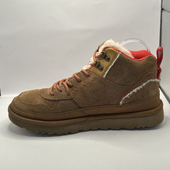 UGG Highland Hi Heritage Chestnut Fiery Red Suede Shearling Boots Womens Size 10 - Picture 14 of 16